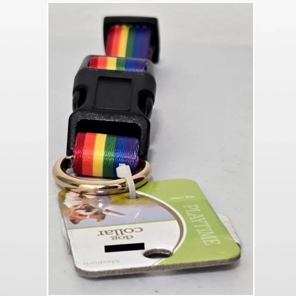 New Pet Dog Collar Adjustable Pet Animal Rainbow Pride NWT